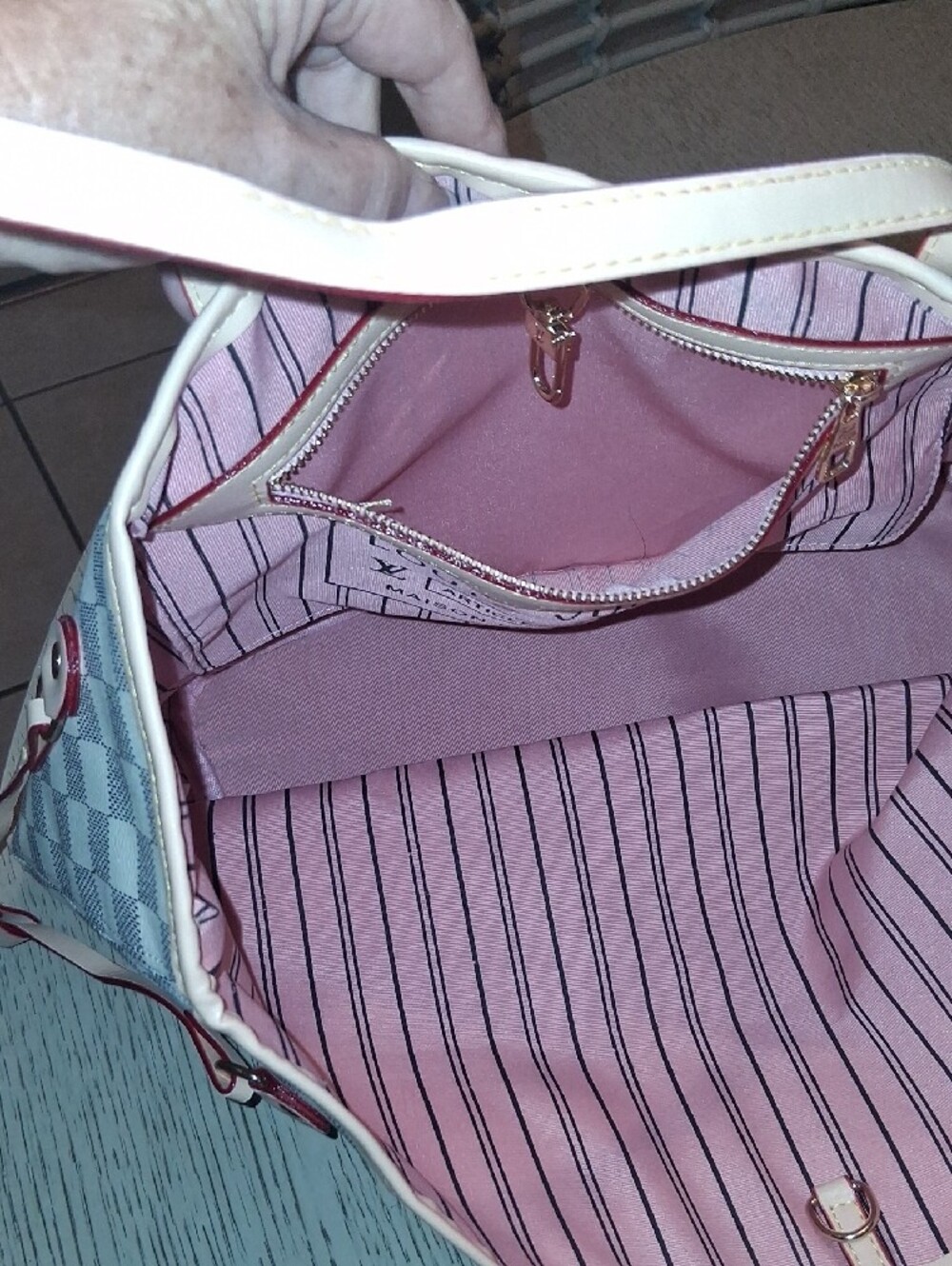 Source Unknown Cream Checkered Tote Bag Nwot. FIRM PRICE - Picture 11 of 16